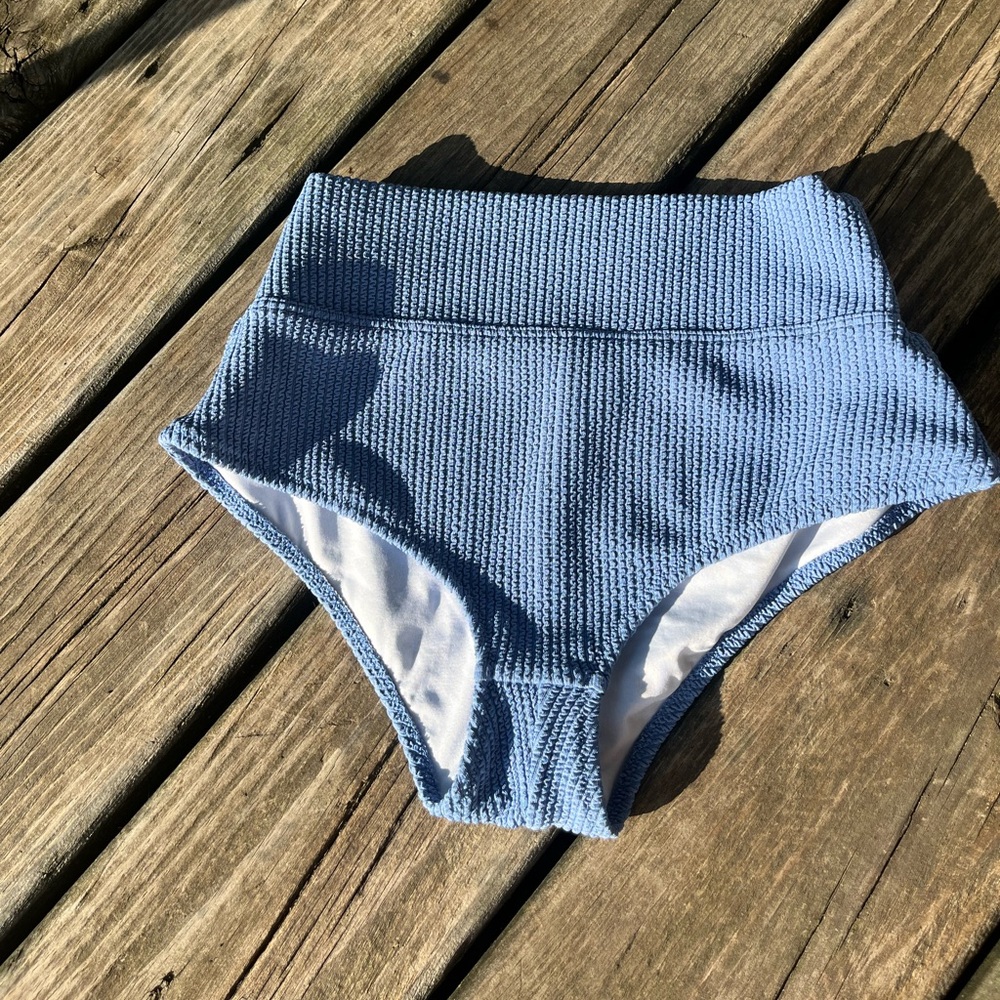 Bikini Bottom PINK High-Waisted Textured Blue Victoria’s Secret Small